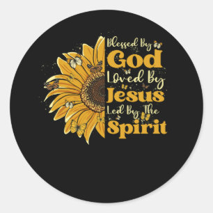Blessed By God Loved By Jesus Led By The Spirit Su Classic Round Sticker