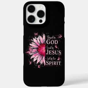 Blessed By God - Loved By Jesus Pink Sunflower iPhone 16 Pro Max Case