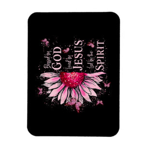 Blessed By God - Loved By Jesus Pink Sunflower Magnet