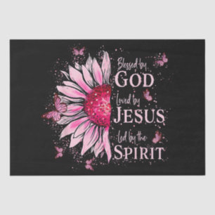 Blessed By God - Loved By Jesus Pink Sunflower Tissue Paper