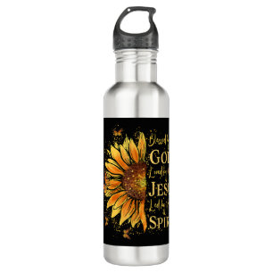 Blessed By God - Loved By Jesus, Sunflower 710 Ml Water Bottle