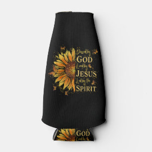 Blessed By God - Loved By Jesus, Sunflower Bottle Cooler