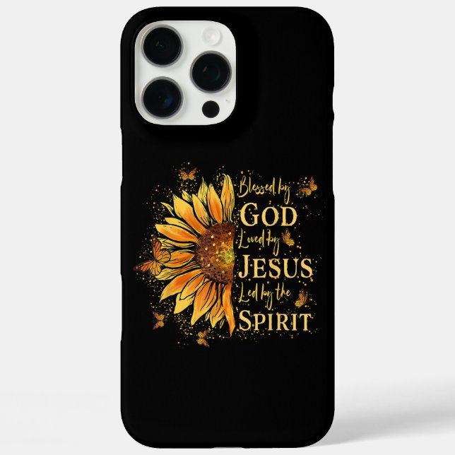 Blessed By God - Loved By Jesus, Sunflower Case-Mate iPhone Case (Back)