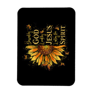 Blessed By God - Loved By Jesus, Sunflower Magnet
