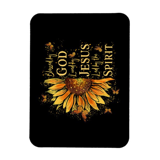 Blessed By God - Loved By Jesus, Sunflower Magnet (Vertical)