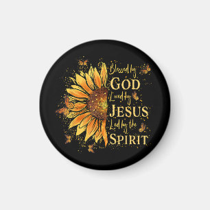 Blessed By God - Loved By Jesus, Sunflower Magnet