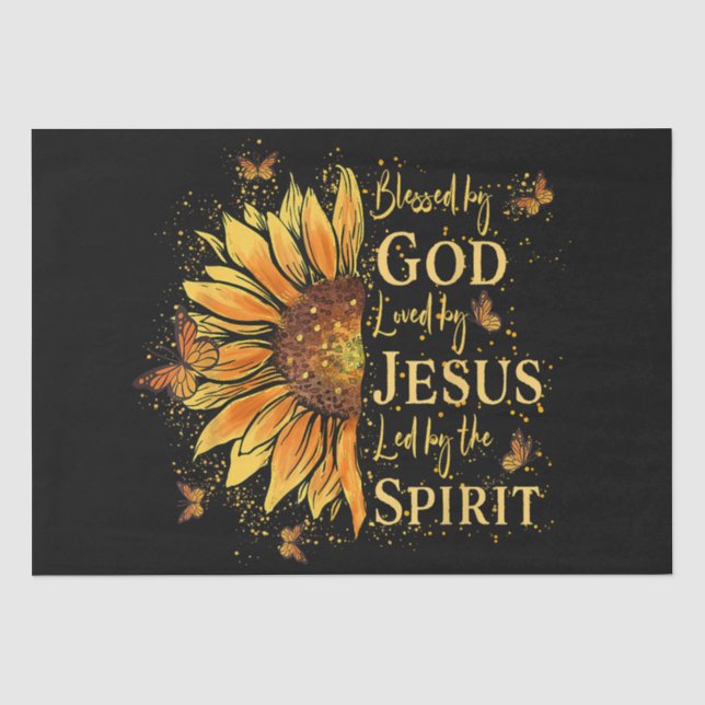 Blessed By God - Loved By Jesus, Sunflower Tissue Paper (Front)