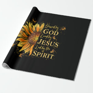 Blessed By God - Loved By Jesus, Sunflower Wrapping Paper