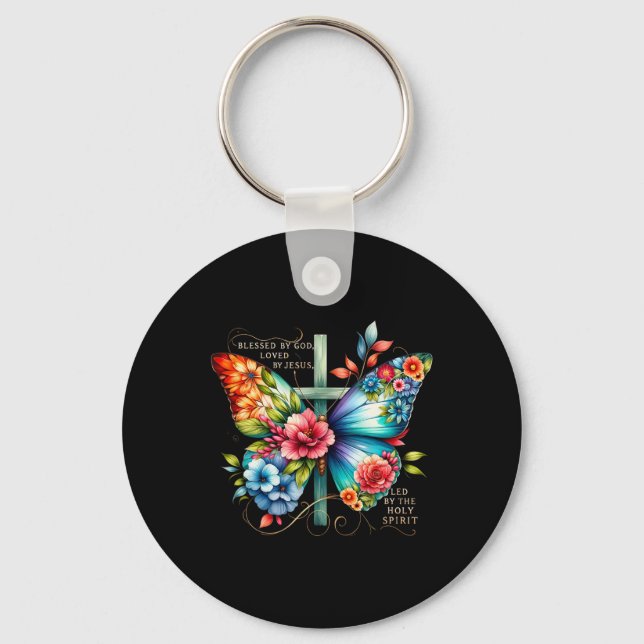 Blessed By God Loves By Jesus Easter Day  Keychain (Front)
