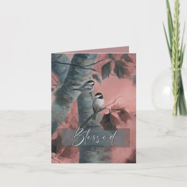 Blessed Chickadees Thank You Card (Front)