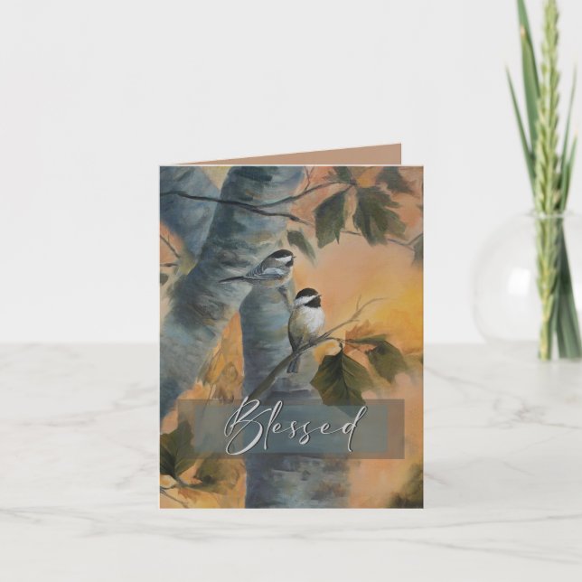 Blessed Chickadees Thank You Card (Front)