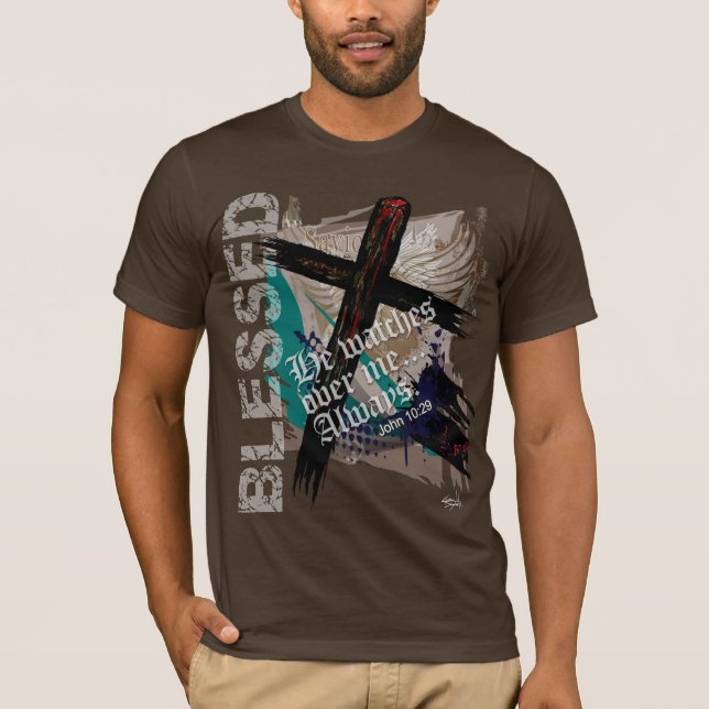 Blessed - Christian Bible Scripture John 10:29 T-Shirt (Front)