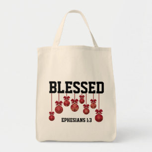 Blessed   CHRISTMAS BAUBLES   Christian Tote Bag