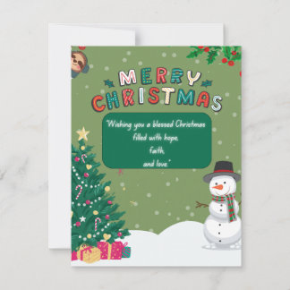 "Blessed Christmas Card with Cute Festive Design"