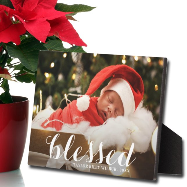 BLESSED Christmas Easel Back Frameless Photo Plaque (Creator Uploaded)