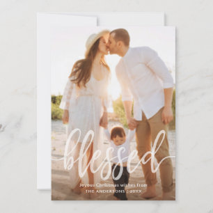 Blessed Christmas Holiday Handwritten Script Photo Card
