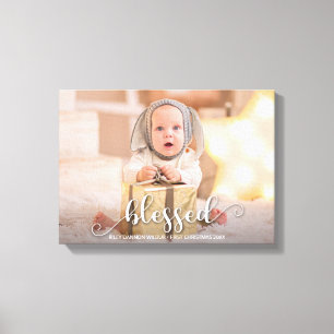 BLESSED Christmas Holiday Photo Canvas Print