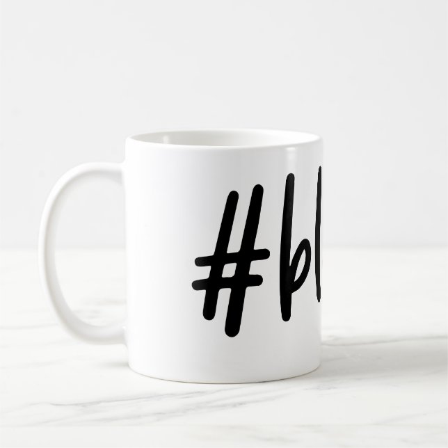 Blessed Coffee Mug Black & White Thankful Grateful (Left)