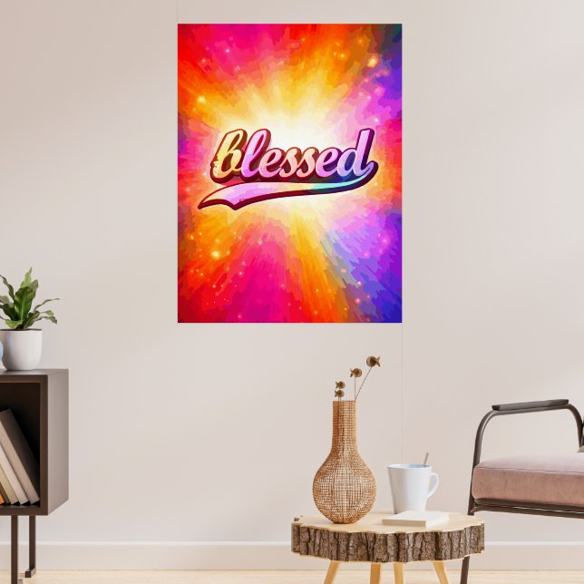 Blessed Colourful Typography Inspirational Poster (Living Room 3)