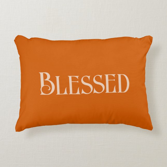 "Blessed" Custom Typography on Bamboo Accent Pillow (Front)