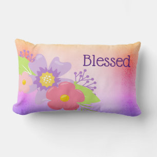 Blessed Cute Flowers And Pastel Colours Lumbar Pillow