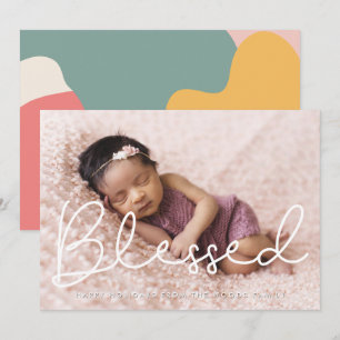 Blessed Cute Script Inspirational Photo Holiday Card