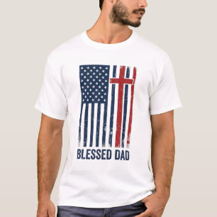Blessed Dad Christian Flag Cross Vintage Shirt Des