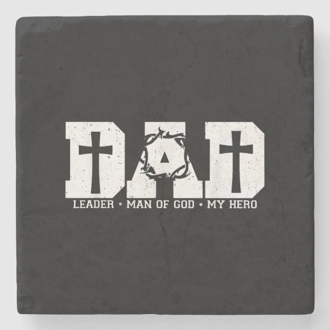 Blessed Dad Daddy Cross Christian Religious Father Stone Coaster (Front)