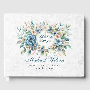 Blessed Day Floral First Holly Communion Guest Book
