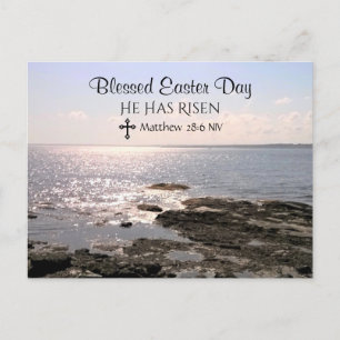 Blessed Easter Day Christ has Risen Ocean Photo Holiday Postcard
