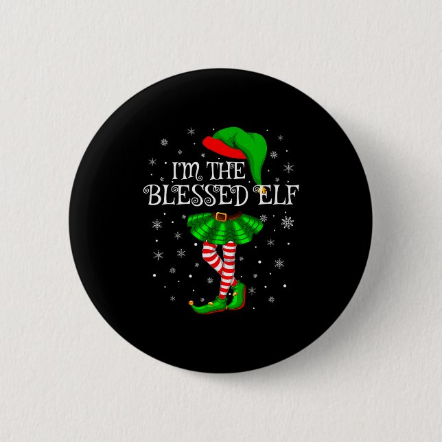 Blessed Elf Christmas Matching Family Women Girls  2 Inch Round Button (Front)