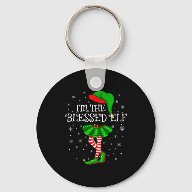 Blessed Elf Christmas Matching Family Women Girls  Keychain (Front)