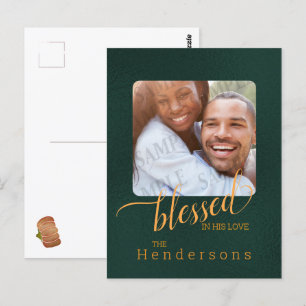 Blessed Emerald Green Family Custom Photo Postcard
