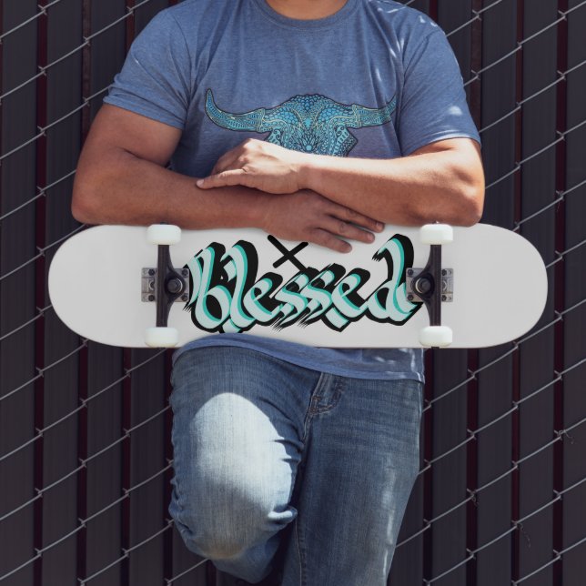 Blessed Faith Urban Street Art Hand Lettering Skateboard (Outdoor 3)