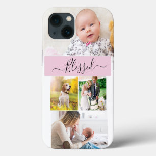 Blessed Family Photo Mom Memories Pink iPhone 13 Case