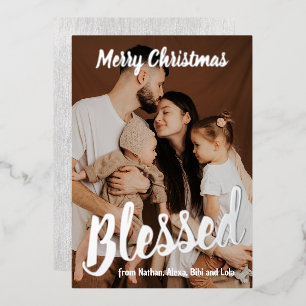Blessed Family Photo Real Foil Holiday Card