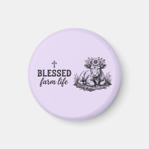 Blessed Farm Life with Cow Magnet