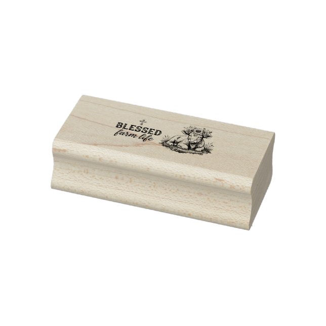 Blessed Farm Life with Cow Rubber Stamp (Stamp)