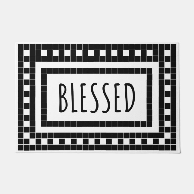 Blessed Farmhouse Faux Tile Doormat (Front)