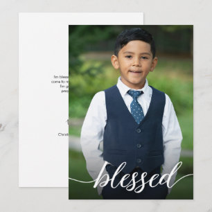 Blessed First Holy Communion Boy Photo Thank you Card