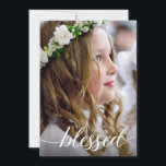 Blessed First Holy Communion Photo Thank you Card<br><div class="desc">Express your gratitude with our Simple Blessed First Holy Communion Photo Thank You Card! This elegant card features a minimalist design, adorned with the word "Blessed" to convey your appreciation. Personalize it with a photo from the communion ceremony to add a heartfelt touch. Crafted with care, our thank you card...</div>