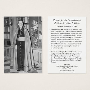 Blessed Fulton Sheen Canonization Prayer Holy Card