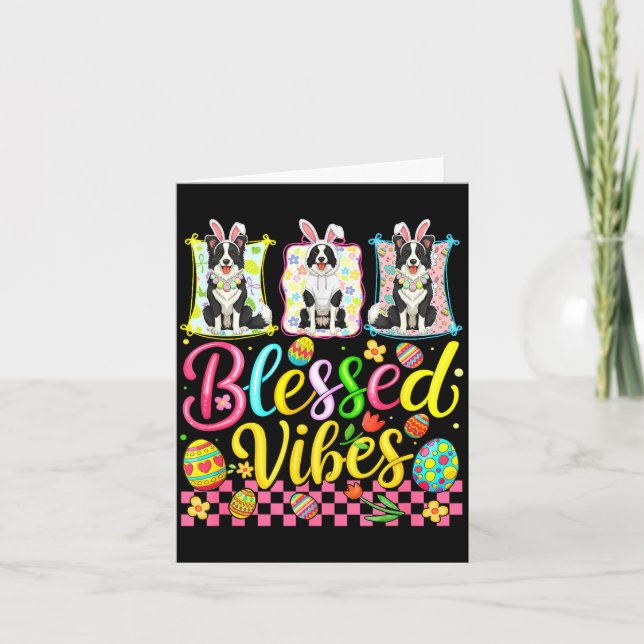 Blessed funny vibes easter three cute bunny border card (Front)