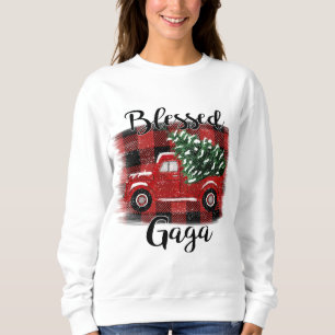 Blessed Gaga Red Truck Vintage Christmas Tree Sweatshirt