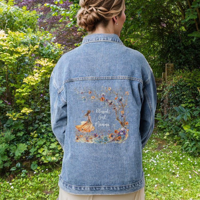 Blessed Girl Momma Personalized Whimsical Jean Denim Jacket (Creator Uploaded)