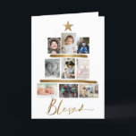 Blessed Gold Script Christmas Tree Photo Collage Holiday Card<br><div class="desc">Celebrate the joy and warmth of the holiday season with our "Blessed Gold Script Christmas Tree Photo Collage Holiday Card." This card isn't just a greeting—it's a heartfelt way to connect with loved ones and share the special moments that make your year shine. 🌲 Christmas Tree Collage: Embrace the spirit...</div>