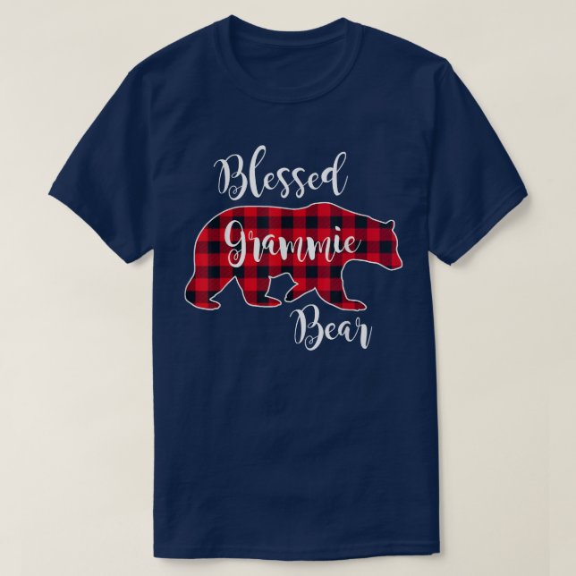 Blessed Grammie Bear Red Buffalo Check Plaid Grand T-Shirt (Design Front)