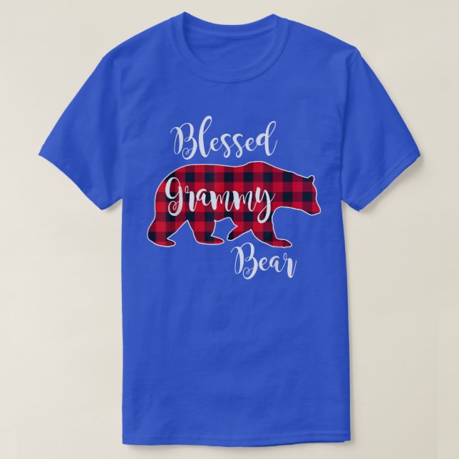 Blessed Grammy Bear Red Buffalo Check Plaid Fun Gr T-Shirt (Design Front)