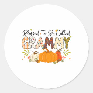 Blessed Grammy Pumpkin Fall Autumn Thanksgiving Mo Classic Round Sticker