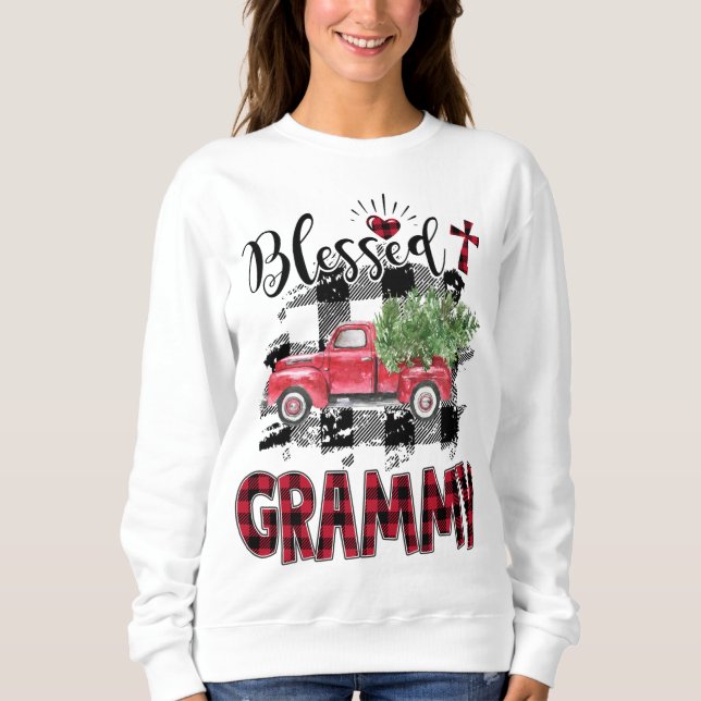Blessed Grammy Red-plaid Christmas Sweatshirt (Front)